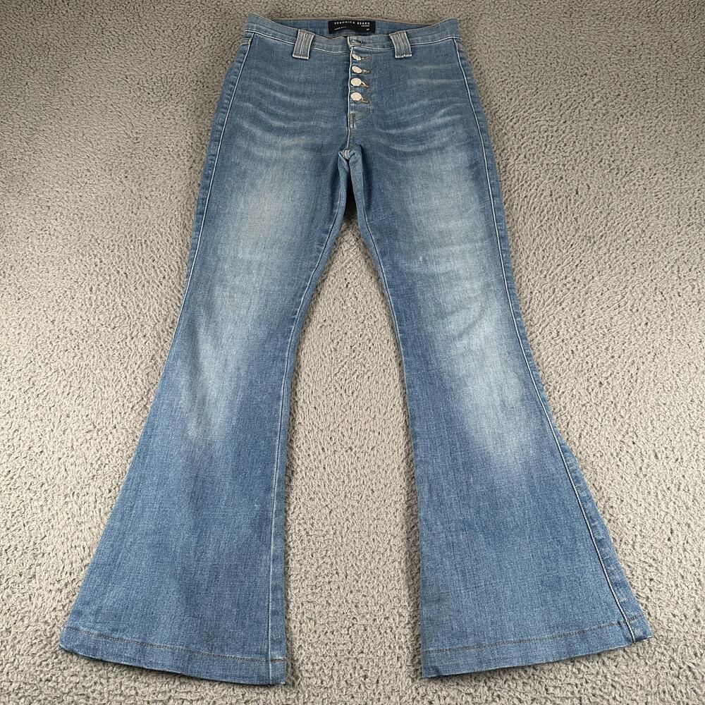 Veronica Beard Sheridan Flare Jeans Womens 28 High Rise Lakeshore Blue